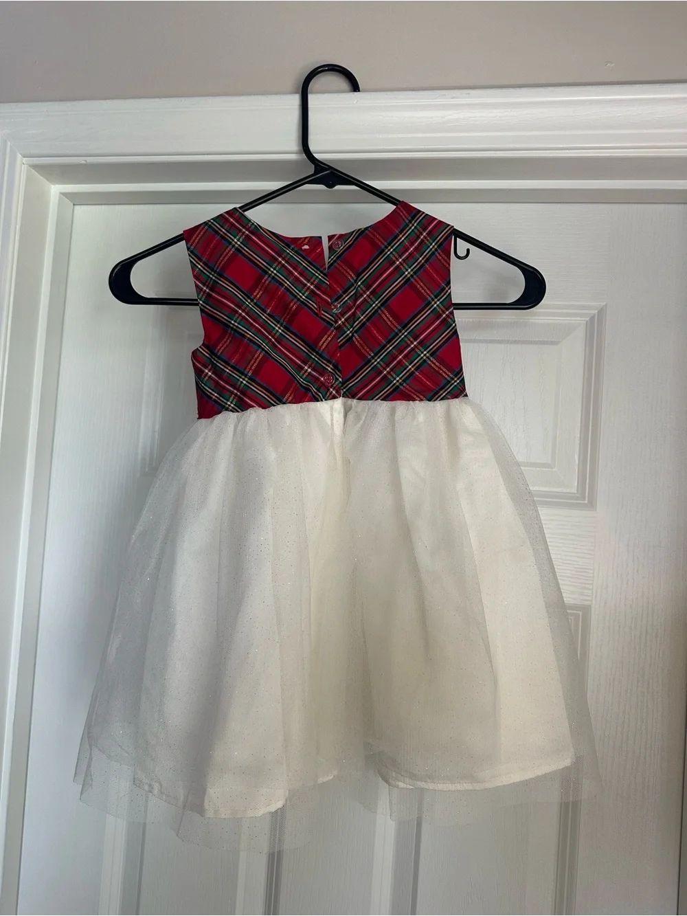 Blueberi NWT White Holiday Coat with Red Plaid Accent Formal Dress